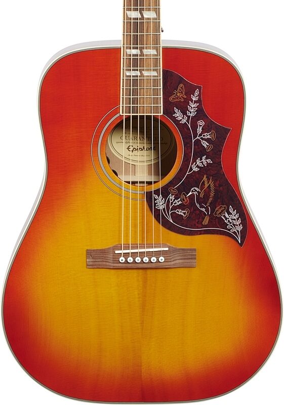 Epiphone Hummingbird Studio Acoustic-Electric Guitar, Faded Cherry, Body Straight Front