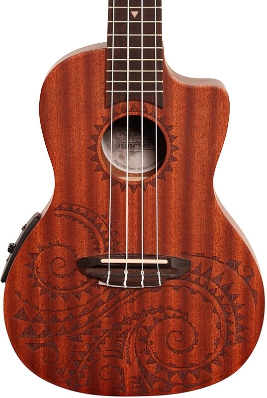 Luna Tattoo Acoustic-Electric Concert Ukulele (with Gig Bag), New, Body Straight Front