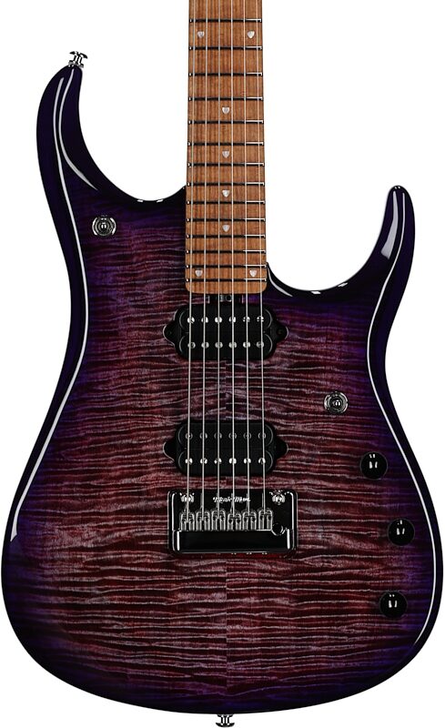 Ernie Ball Music Man John Petrucci JP15 Electric Guitar (with Case), Purple Nebula Flame, Body Straight Front