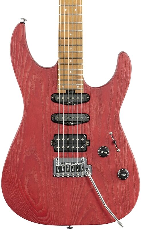 Charvel Pro-Mod DK24 HSS 2PT CM Ash Electric Guitar, Red Ash, Body Straight Front