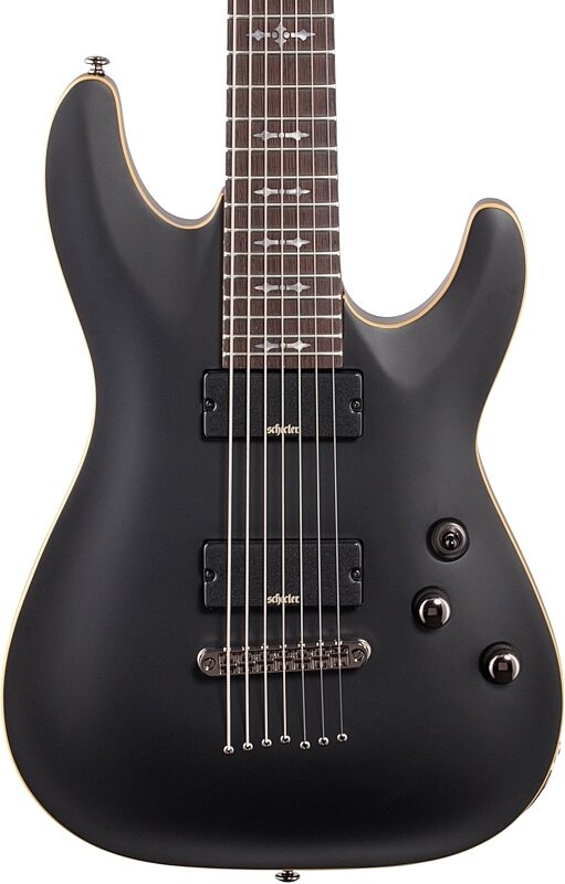 Schecter Demon 7 Electric Guitar, 7-String, Aged Black Satin, Body Straight Front