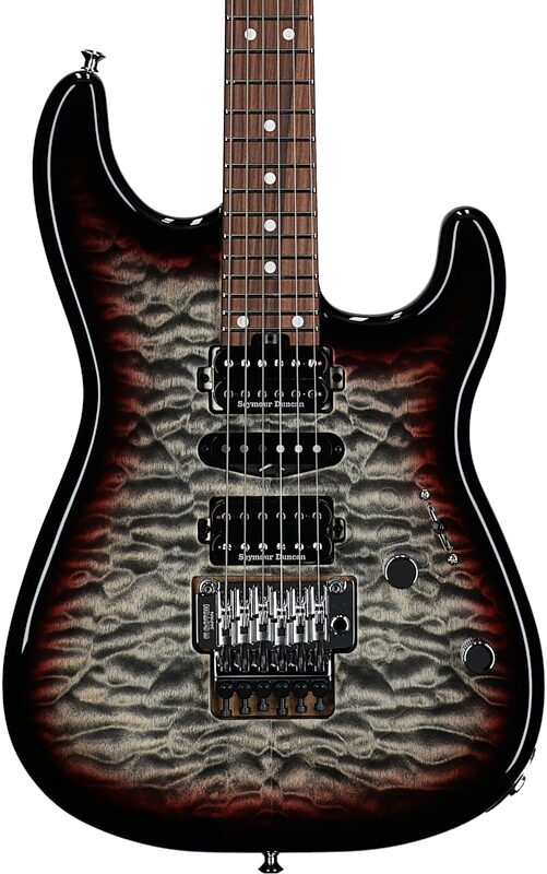 Charvel MJ San Dimas Style 1 HSH FR PF QM Electric Guitar, Midnight Glow, Body Straight Front