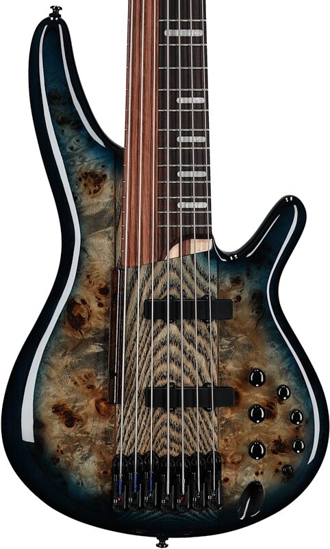 Ibanez SRAS7 Bass Workshop Ashula Electric Bass (with Case), Cosmic Blue Bursst, Body Straight Front