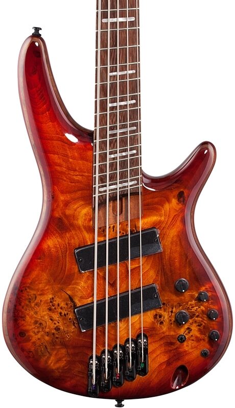 Ibanez SRMS805 Bass Workshop Multi-Scale Electric Bass, 5-String, Brown Topaz Burst Flat, Body Straight Front