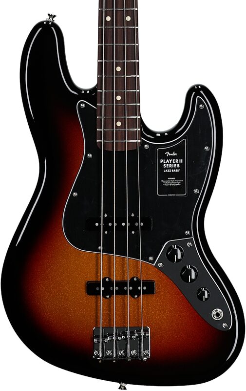 Fender Player II Jazz Electric Bass, with Rosewood Fingerboard, Sparkle 3-Color Sunburst, Body Straight Front