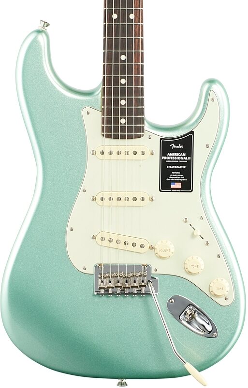 Fender American Professional II Stratocaster Electric Guitar, Rosewood Fingerboard (with Case), Mystic Surf Green, Body Straight Front