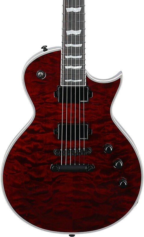 ESP LTD EC-1000-QM Electric Guitar, See-Thru Black Cherry, Body Straight Front