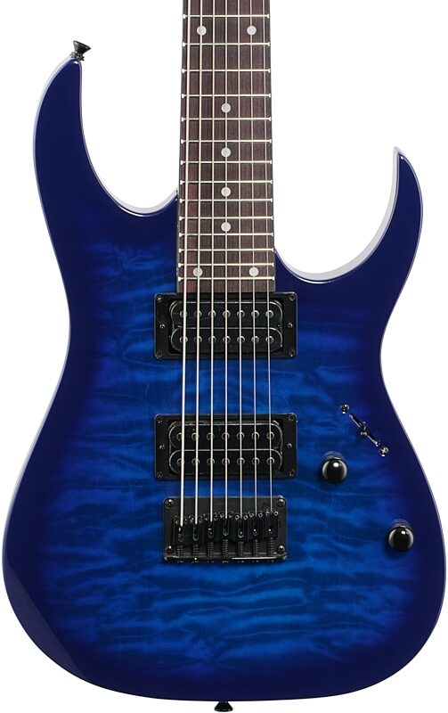 Ibanez GRG7221QA Gio Electric Guitar, Transparent Blue Burst, Body Straight Front