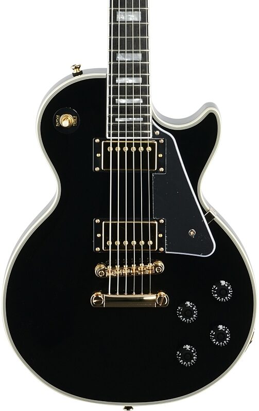 Epiphone Les Paul Custom Electric Guitar, Ebony, with Gold Hardware, Body Straight Front