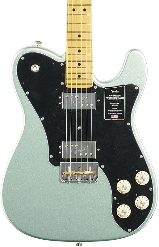 Fender American Pro II Telecaster Deluxe Electric Guitar, Maple Fingerboard (with Case), Mystic Surf Green, Body Straight Front