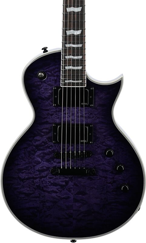 ESP LTD EC-1000-QM Electric Guitar, See-Thru Purple Sunburst, Body Straight Front