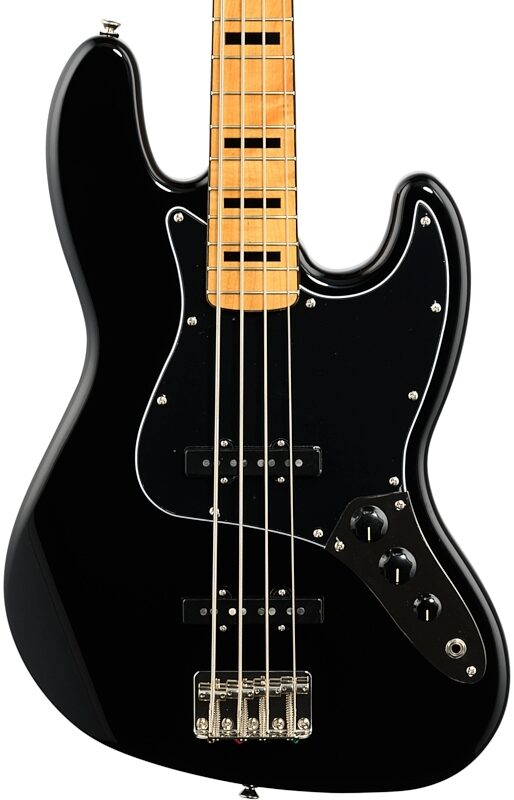 Squier Classic Vibe '70s Jazz Electric Bass, with Maple Fingerboard, Black, Body Straight Front