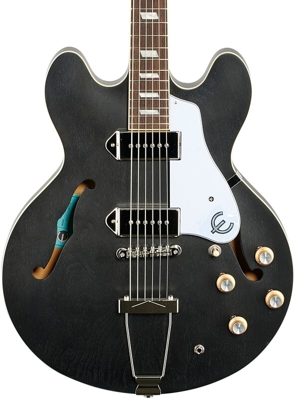 Epiphone Casino Worn Hollowbody Electric Guitar, Worn Ebony, Blemished, Body Straight Front