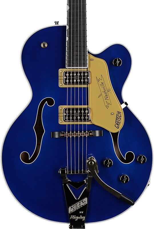 Gretsch G6120TG Players Edition Nashville Electric Guitar (with Case), Azure Metallic, Body Straight Front