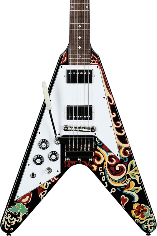 Epiphone Jimi Hendrix "Love Drops" Flying V Electric Guitar, Left-Handed (with Case), New, Body Straight Front