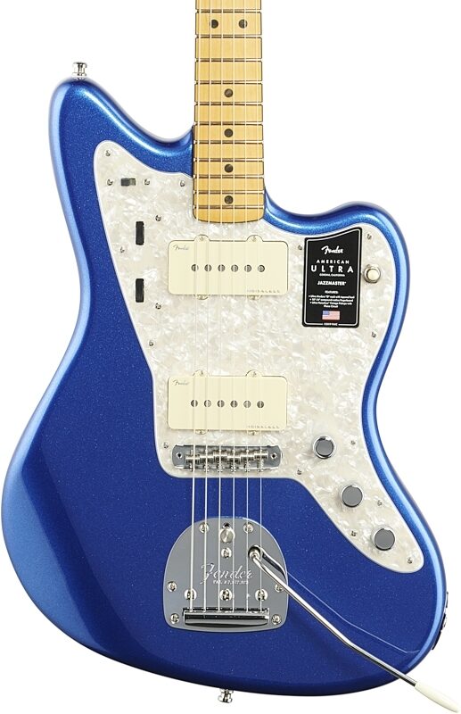 Fender American Ultra Jazzmaster Electric Guitar, Maple Fingerboard (with Case), Cobra Blue, Body Straight Front