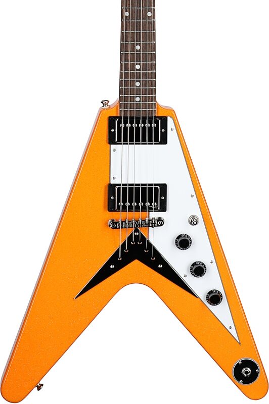Epiphone Exclusive Flying V Electric Guitar, Citrus Sparkle, Body Straight Front
