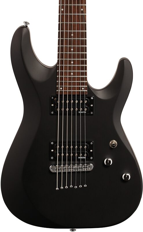 Schecter C-7 Deluxe Electric Guitar, Satin Black, Body Straight Front