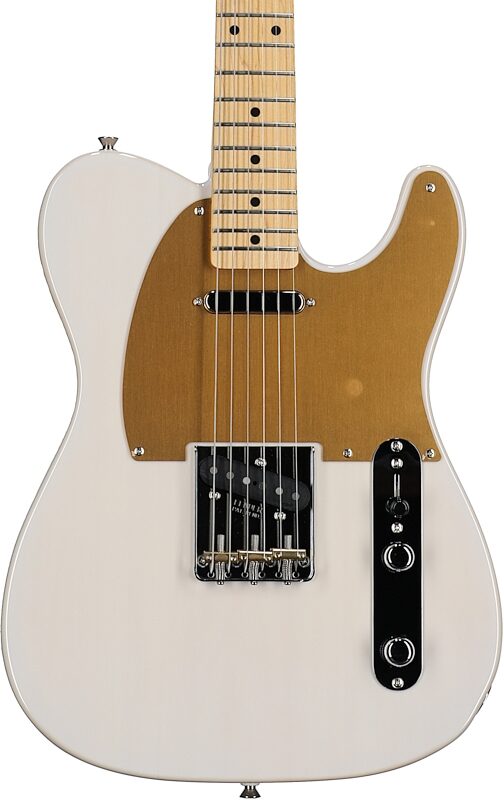 Fender JV Modified '50s Telecaster Electric Guitar, with Maple Fingerboard (and Gig Bag), White Blonde, Body Straight Front