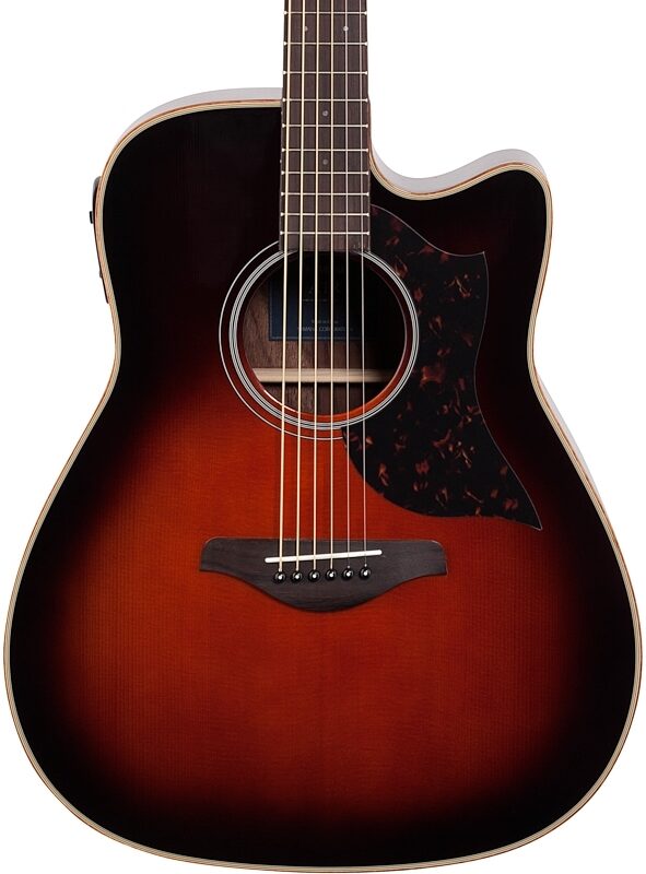 Yamaha A1R Acoustic-Electric Guitar, Tobacco Brown Sunburst, Body Straight Front