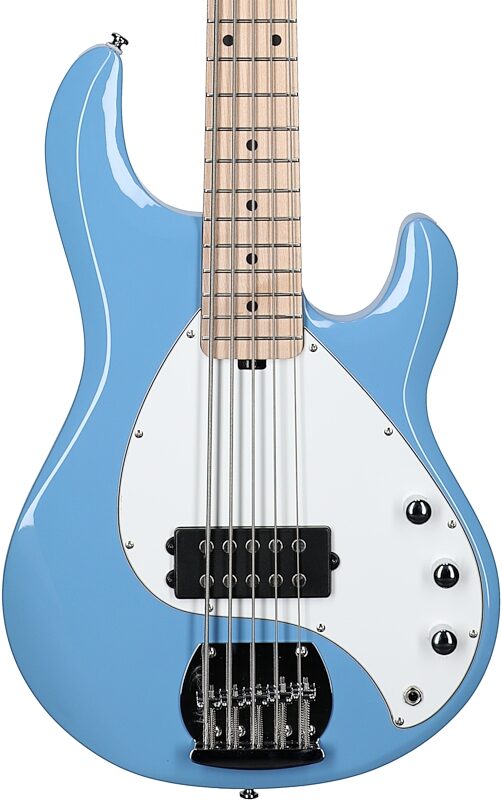 Sterling by Music Man StingRay 5 Electric Bass, 5-String, Chopper Blue, Body Straight Front
