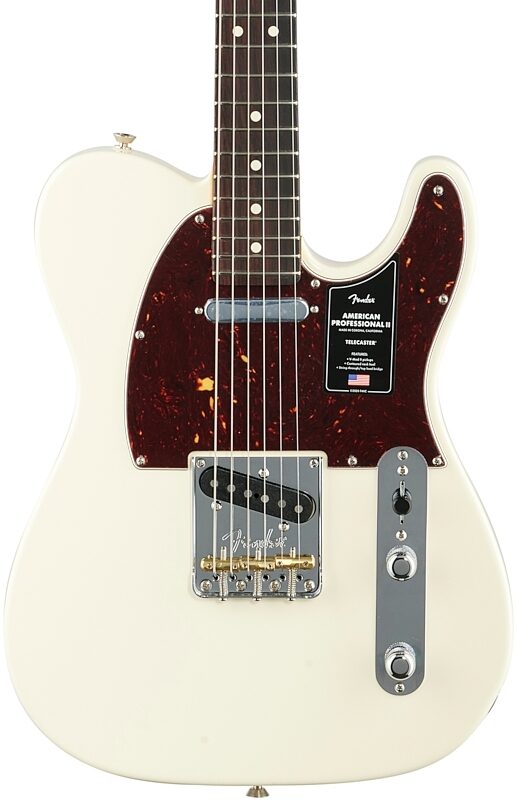 Fender American Pro II Telecaster Electric Guitar, Rosewood Fingerboard (with Case), Olympic White, Body Straight Front