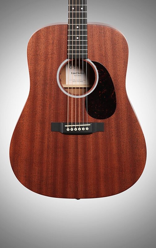 Martin D-10E Road Series Acoustic-Electric Guitar (with Soft Case), Natural, Sapele Top, Body Straight Front