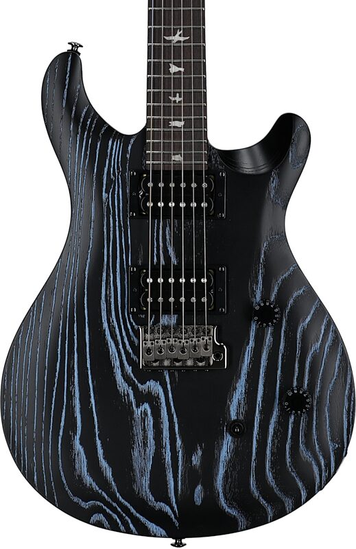 PRS SE Swamp Ash CE24 Sandblasted Limited Edition Electric Guitar (with Gig Bag), Sandblasted Blue, Body Straight Front