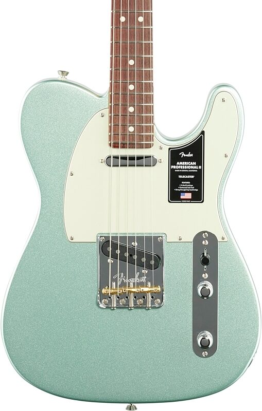 Fender American Pro II Telecaster Electric Guitar, Rosewood Fingerboard (with Case), Mystic Surf Green, USED, Blemished, Body Straight Front