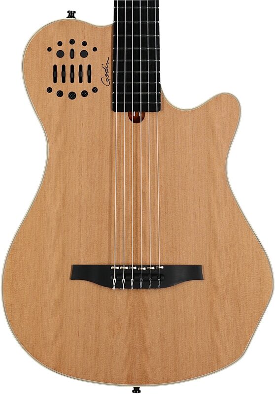 Godin Multiac Grand Concert Classical Acoustic-Electric Guitar (with Gig Bag), Natural, Body Straight Front