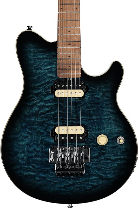 Sterling by Music Man Axis AX50QM Electric Guitar, Yucatan Blue, Body Straight Front
