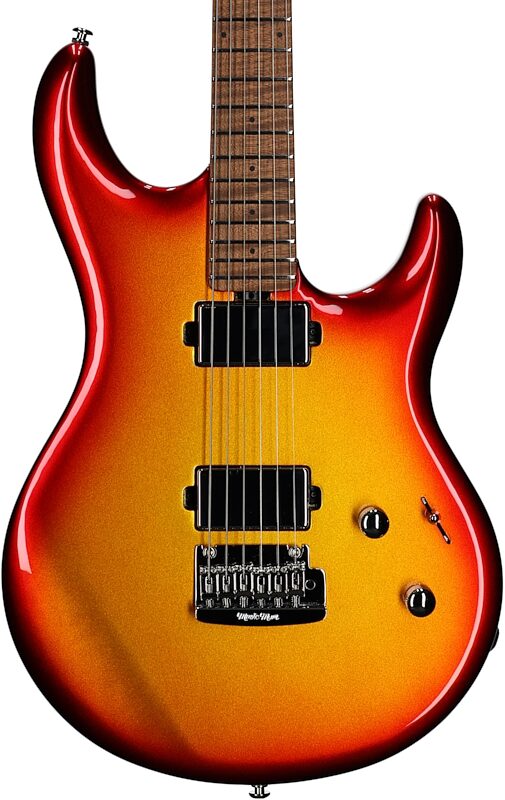 Ernie Ball Music Man Luke 4 HH Electric Guitar, Roasted Maple Fingerboard (with Case), Fireball, Body Straight Front