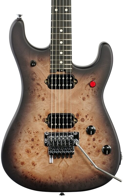 EVH Eddie Van Halen 5150 Series Deluxe Electric Guitar, Poplar Burl Black Burst, Body Straight Front