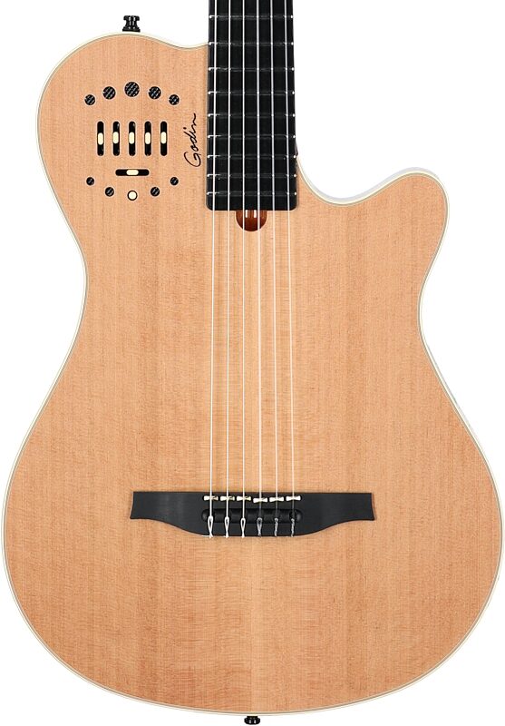 Godin Multiac Grand Concert Deluxe Classical Acoustic-Electric Guitar (with Gig Bag), Natural, Body Straight Front