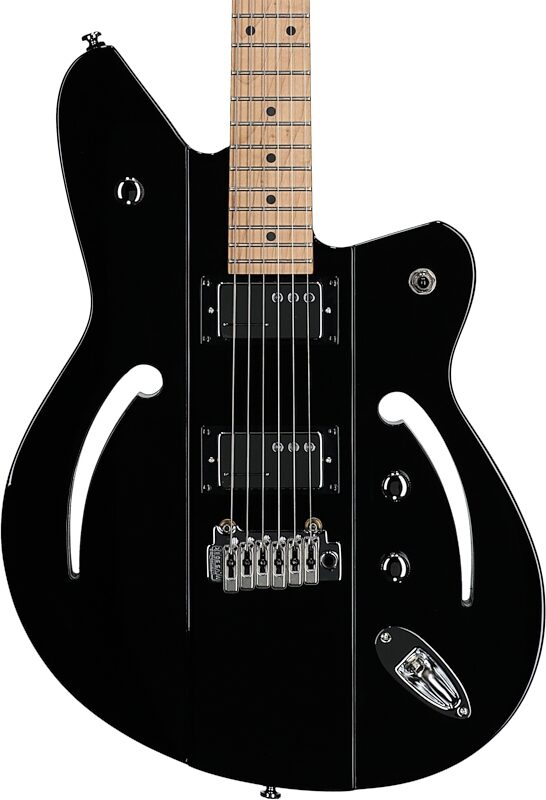 Reverend Airsonic W Electric Guitar, Midnight Black, Body Straight Front