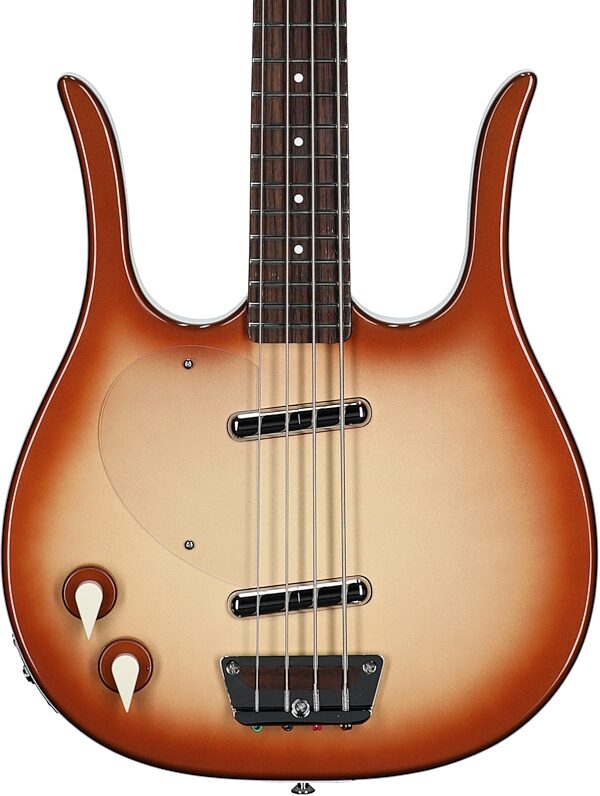 Danelectro Longhorn Short-Scale Electric Bass, Left-Handed, Copperburst, Body Straight Front