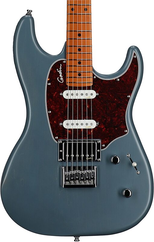 Godin Session Hard-Tail Electric Guitar (with Gig Bag), Arctik Blue, Body Straight Front