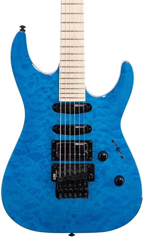 ESP LTD MH203QM Electric Guitar, See Thru Blue, Body Straight Front