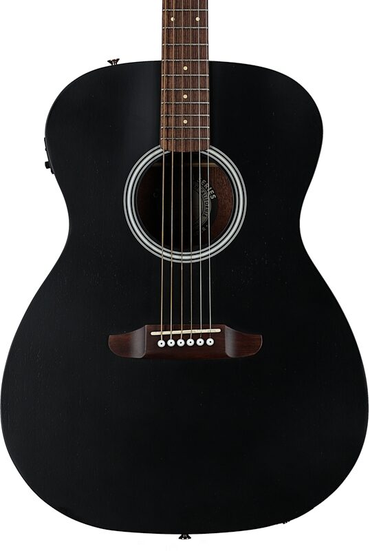 Fender Monterey Standard Acoustic-Electric Guitar (with Gig Bag), Black Top, Body Straight Front