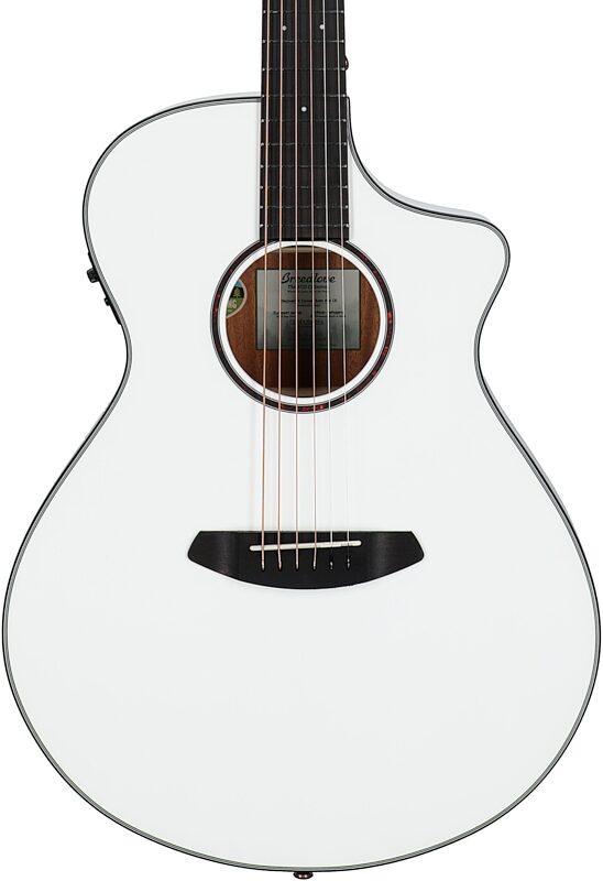 Breedlove Limited Edition Discovery Concert CE Acoustic-Electric Guitar, Satin White, Body Straight Front