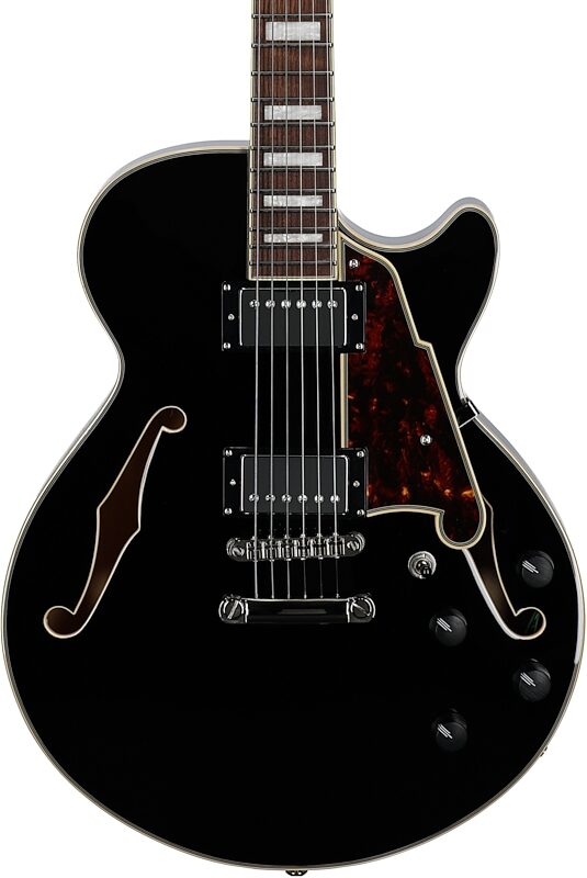 D'Angelico Premier SS Electric Guitar, Black, Body Straight Front