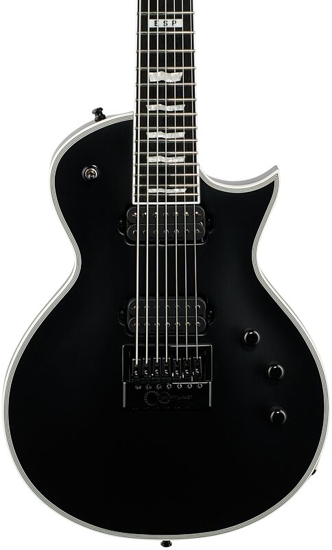 ESP E-II EC7 Evertune Electric Guitar (with Case), Black Satin, Body Straight Front