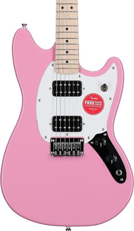 Squier Sonic Mustang HH Electric Guitar, Maple Fingerboard, Flash Pink, Body Straight Front