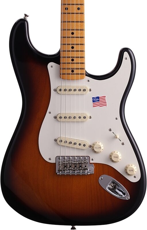 Fender Eric Johnson Stratocaster Electric Guitar (Maple with Case), 2-Color Sunburst, Body Straight Front