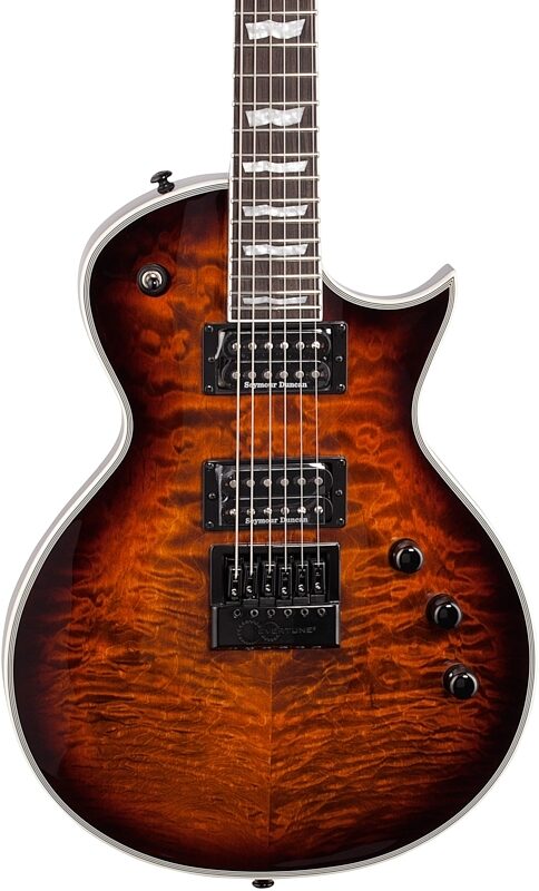 ESP LTD EC1000QM Evertune Electric Guitar, Dark Brown Sunburst, Body Straight Front