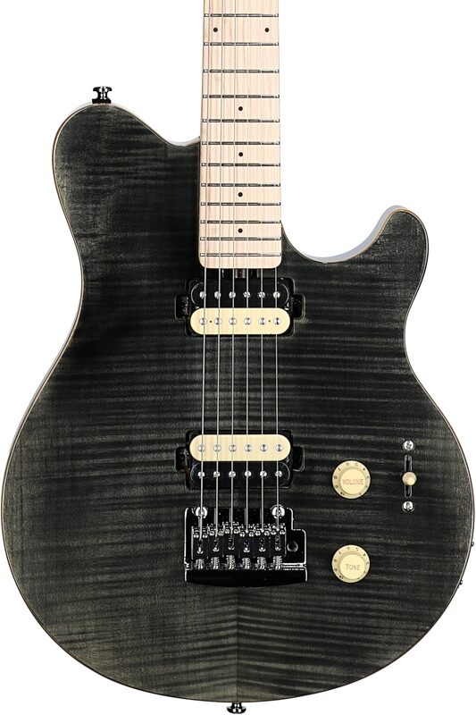 Sterling AX3FM Axis Electric Guitar, Trans Black, Body Straight Front
