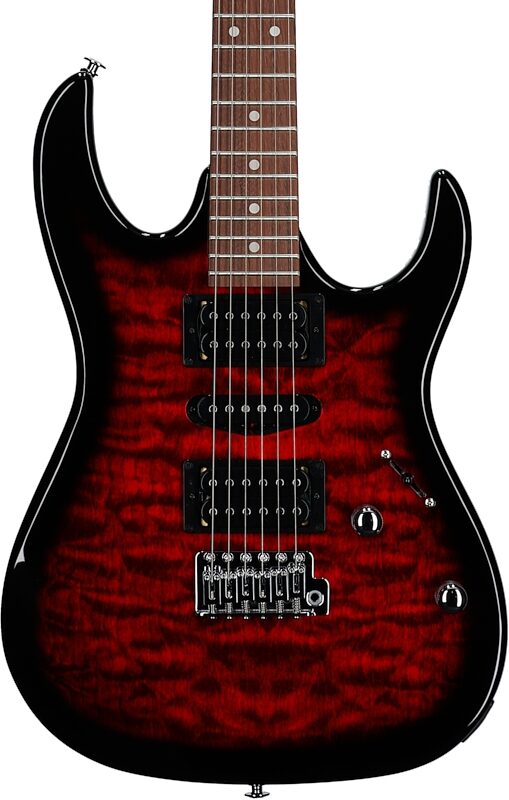 Ibanez GRX70QA Electric Guitar, Transparent Red Burst, Body Straight Front