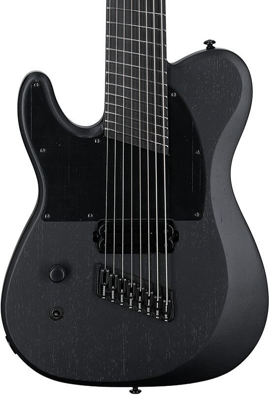Schecter PT8MS Black Ops Electric Guitar, 8-String, Satin Black, Open Pore (Left Handed), Satin Black Open Pore, Body Straight Front