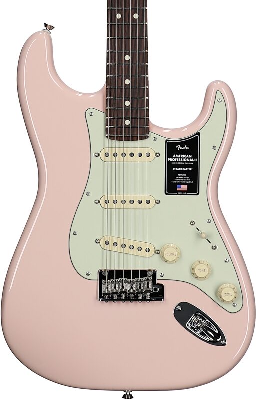 Fender Limited Edition American Pro II Stratocaster Electric Guitar, Rosewood Fingerboard (with Case), Shell Pink, Body Straight Front