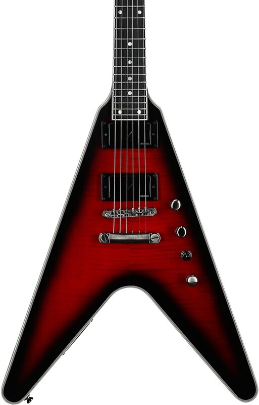 Epiphone Dave Mustaine Flying V Prophecy Electric Guitar (with Case), Aged Dark Red Burst, Body Straight Front